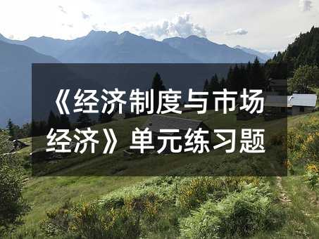 《经济制度与市场经济》单元练习题