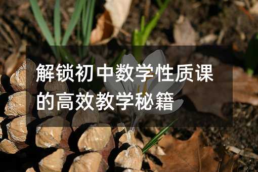 解锁初中数学性质课的高效教学秘籍