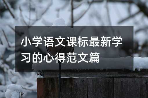 小学语文课标最新学习的心得范文篇
