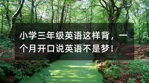 小学三年级英语这样背,一个月开口说英语不是梦!